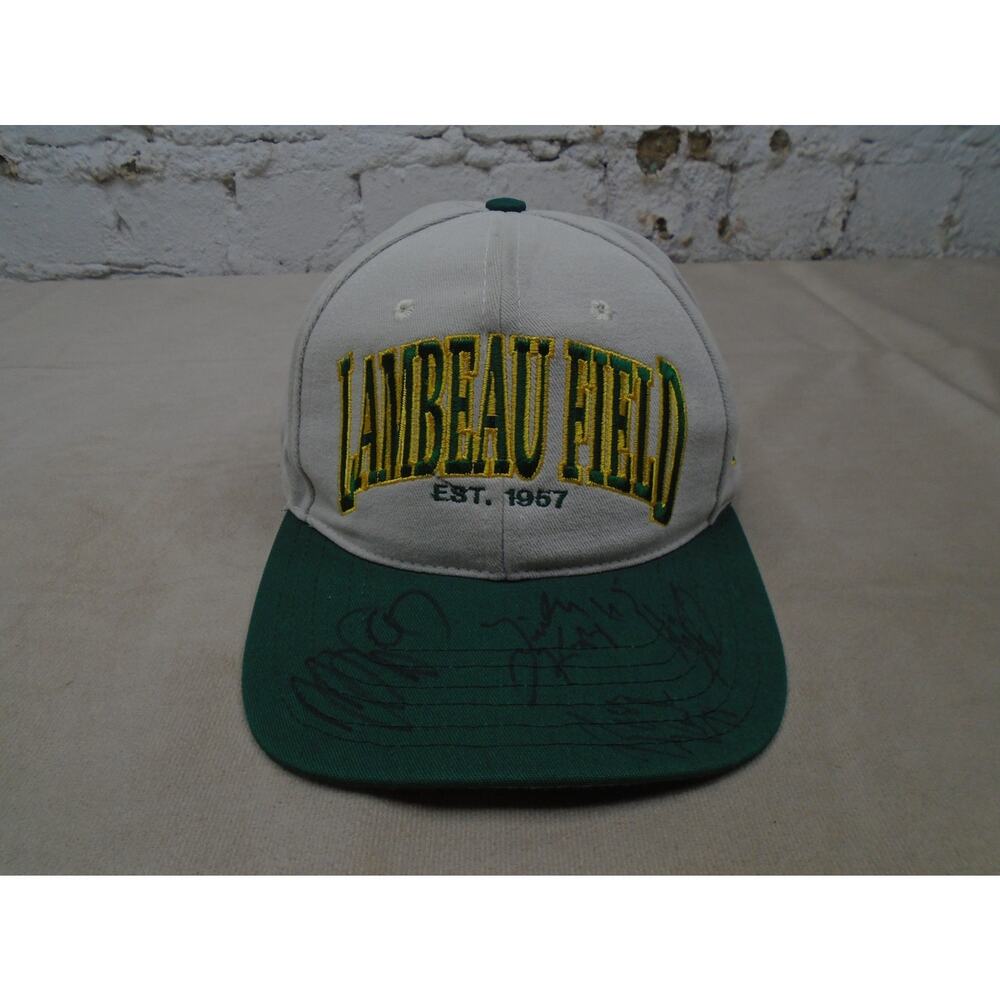 Vintage 90s Green Bay Pakcers Signed Hat Lambeu Field 6 Players Twins Enterprise